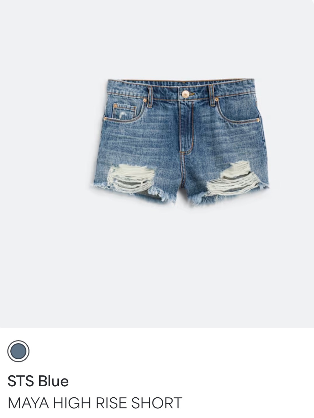 STS Blue Distressed Dark Blue Denim Cutoff Shorts-Maya High Rise